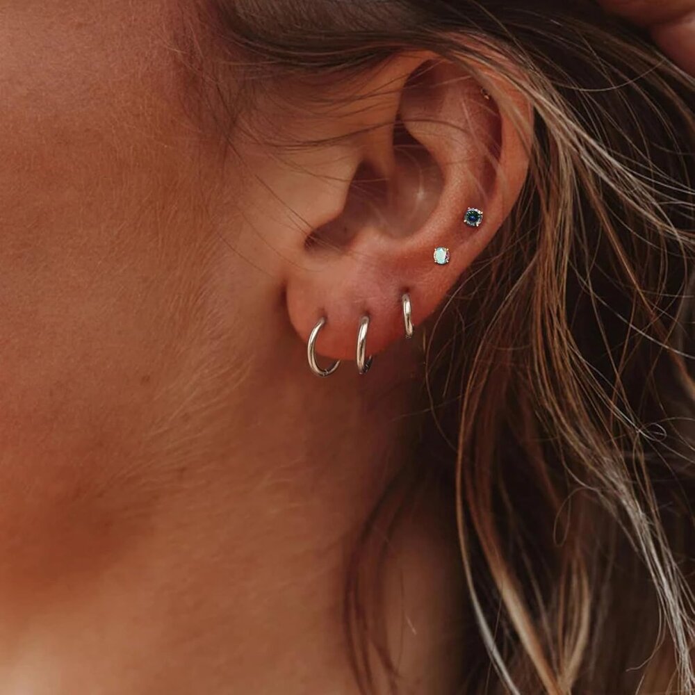 Titanium Earrings For Sensitive Ears, Flat Back G… - image 3